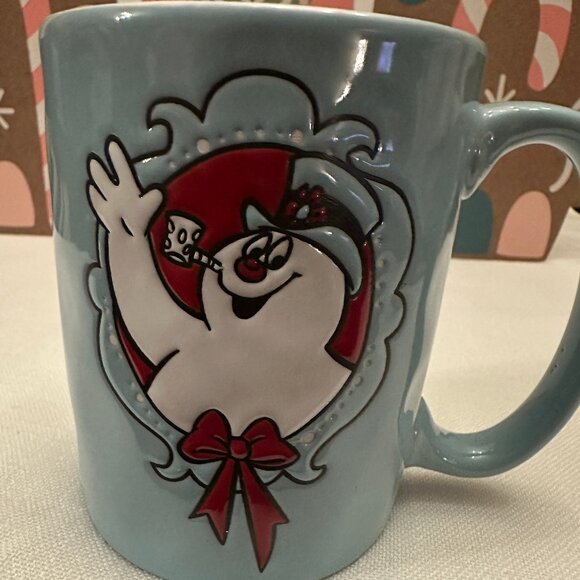 FROSTY The Snowman Blue Holiday Coffee Tea Mug Silver Buffalo 17 oz NEW - Picture 2 of 3